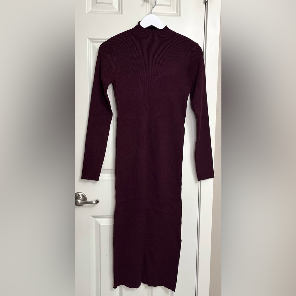Pink Lily Ribbed Mock-Neck Sweater Dress